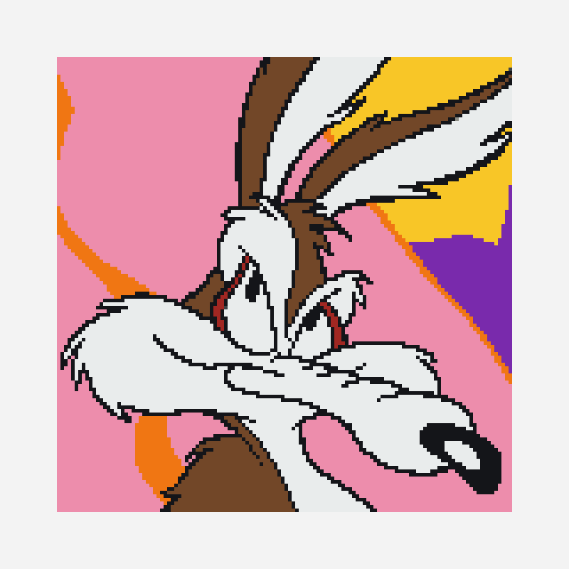 Wile E Coyote minecraft block art pattern, 128×128 grid