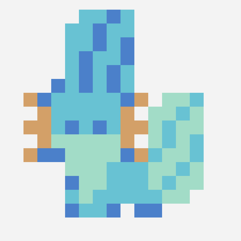 Very tiny mudkip patrón de pixel art, cuadrícula 16×16
