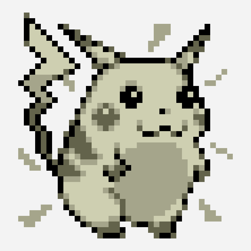 赤緑版ピカチュウ（ゲームボーイ風） pixel art pattern, 38×40 grid