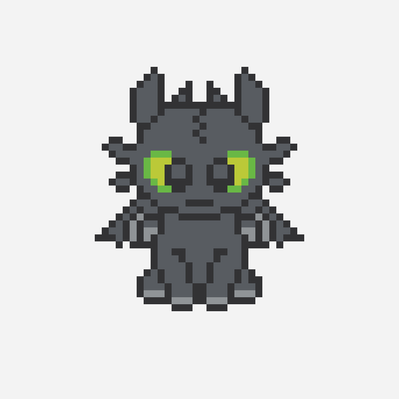 Toothless | Dragon perler bead pattern, 52×48 grid