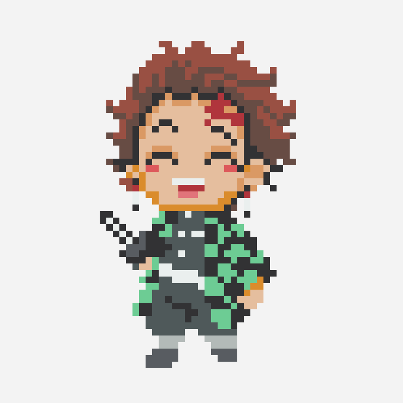 tanjiro kun perler bead pattern, 53×53 grid