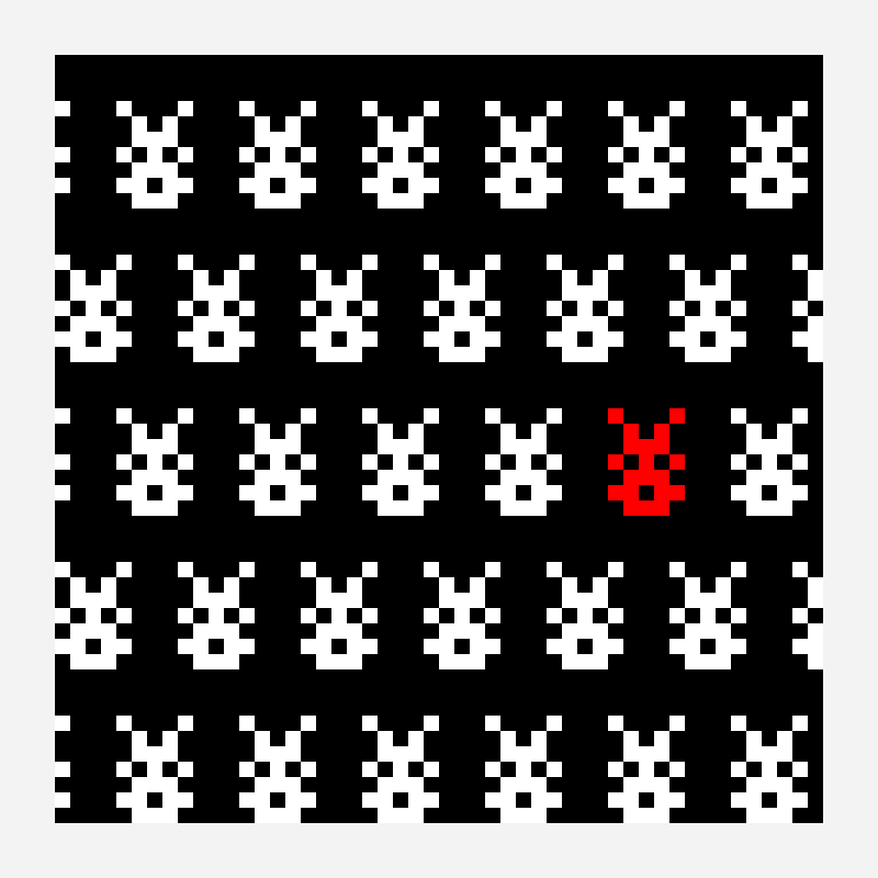 ladybug print pixel art pattern, 50×50 grid