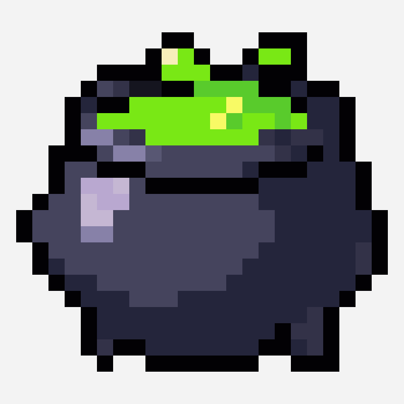 Halloween cauldron pixel art pattern, 23×21 grid