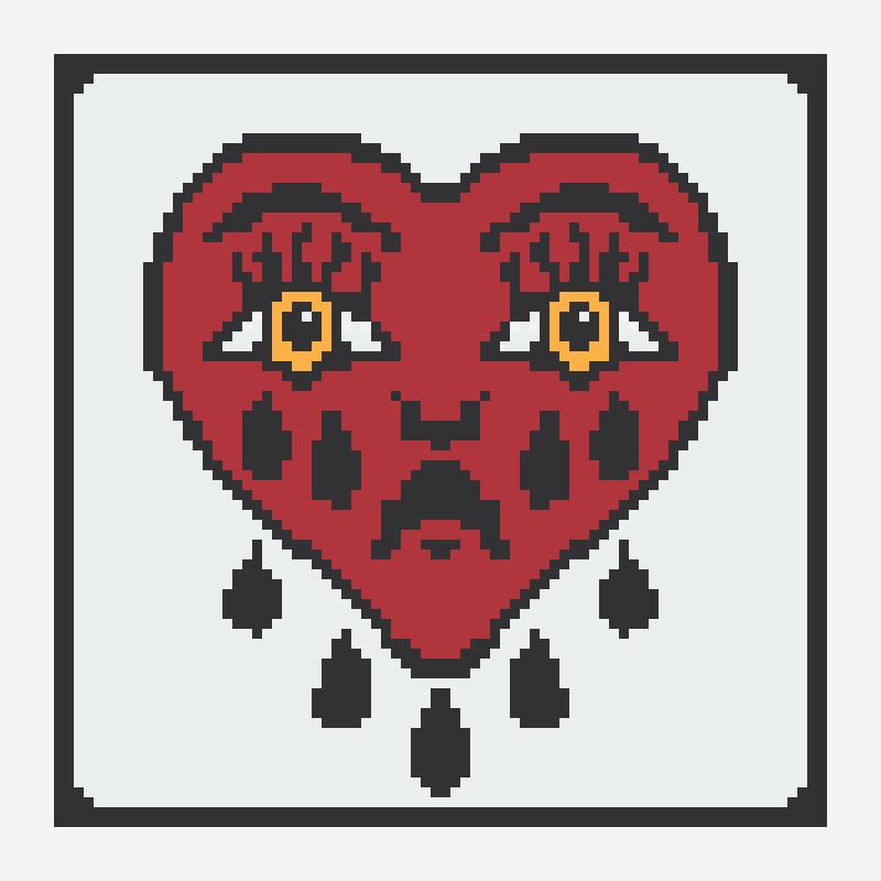 Crying Heart Bead Curtain kandi bead pattern, 80×80 grid