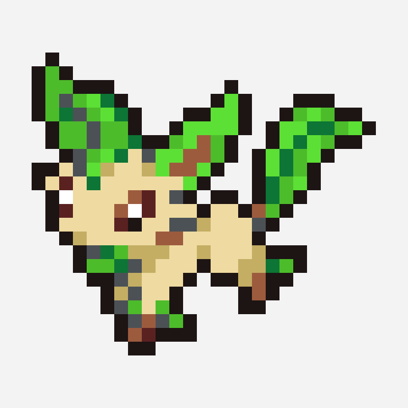 Pokemon Leafeon perler bead pattern, 25×31 grid