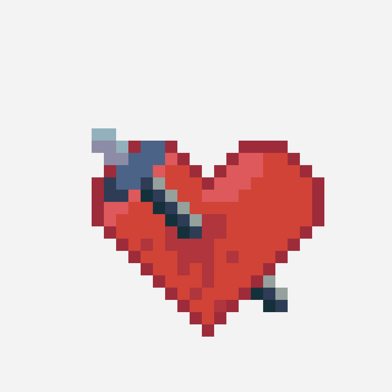 Damaged heart perler bead pattern, 29×29 grid