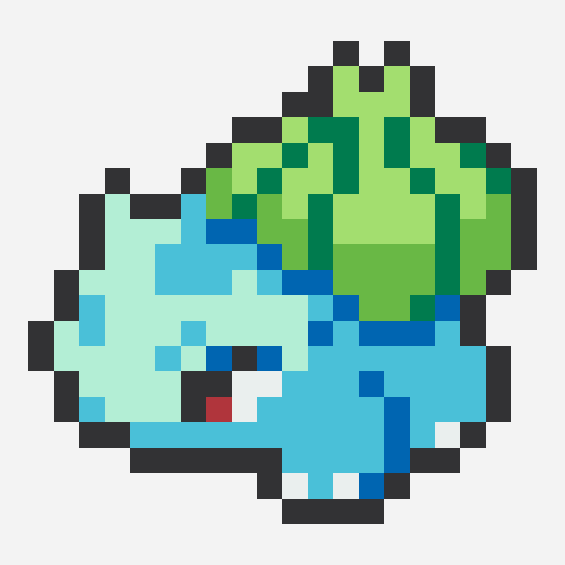 Bulbasaur perler bead pattern, 20×19 grid