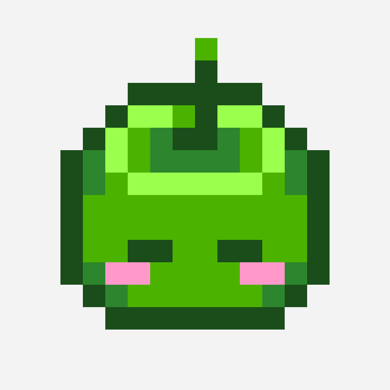 Sleeping Junimo (green) pixel art pattern, 16×16 grid