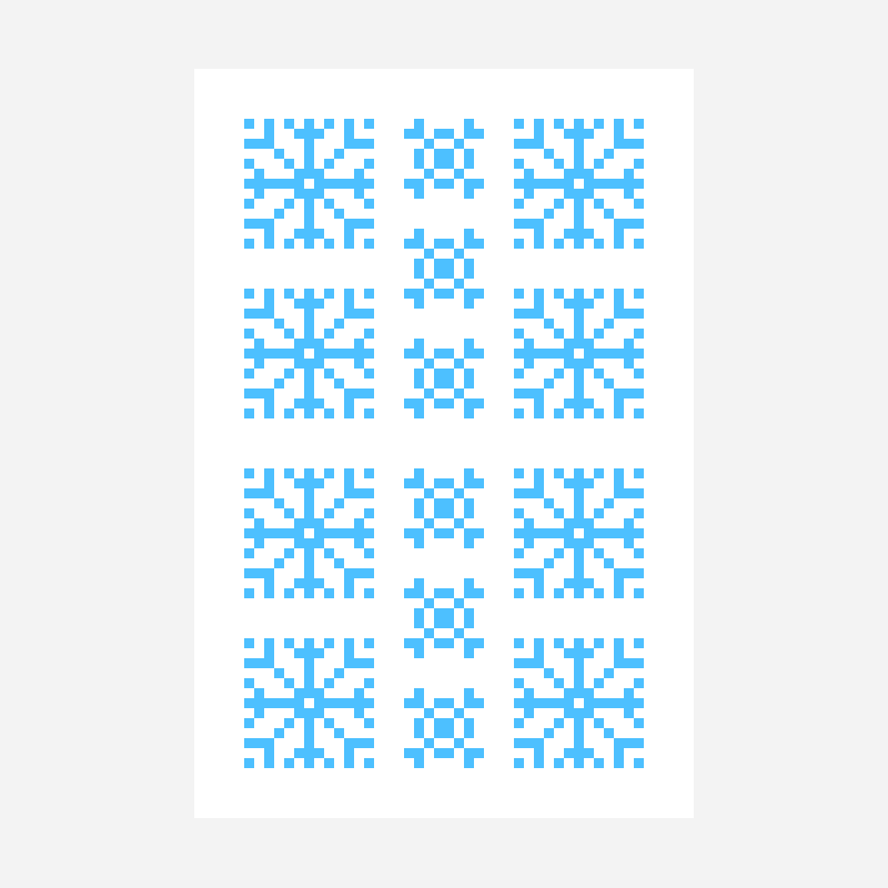Snowflake perler bead pattern, 13×13 grid