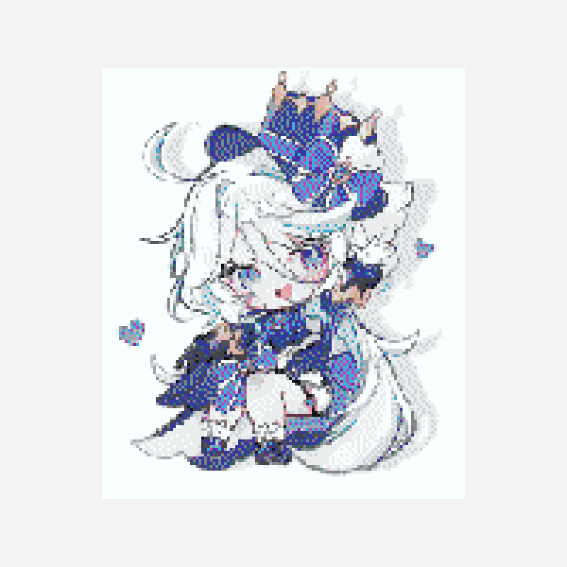 Furina chibi minecraft block art pattern, 128×152 grid