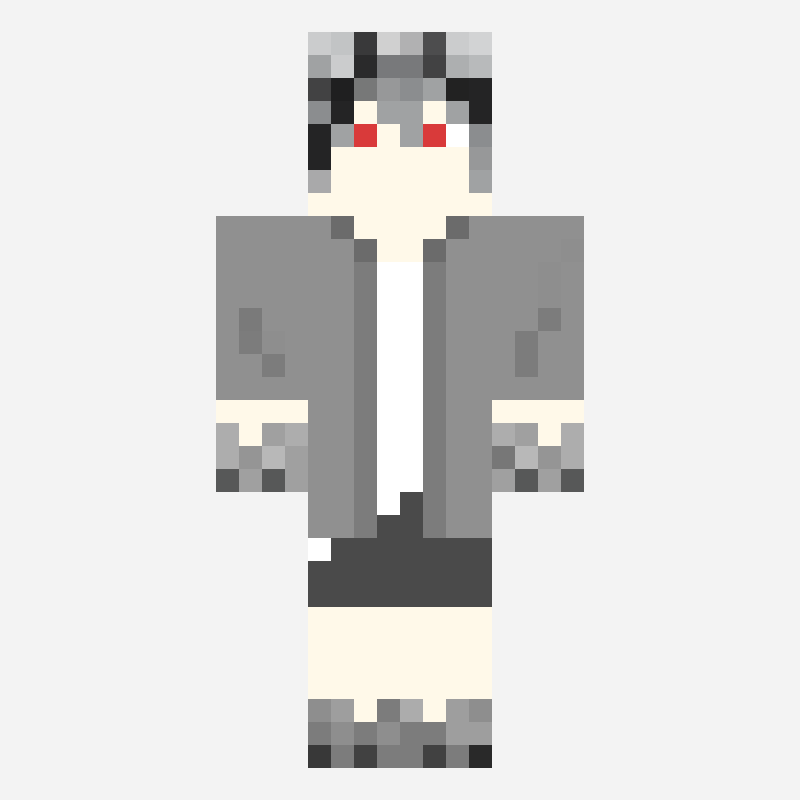 Wolf boy minecraft skin pattern, 64×64 grid