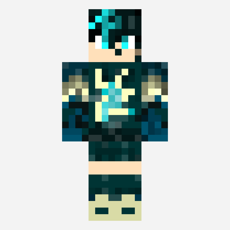 Warden girl minecraft skin pattern, 64×64 grid