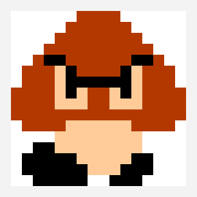 Goomba pixel art pattern, 16×16 grid