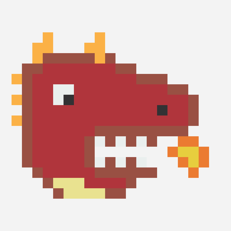 Red dragon head pixel art pattern, 20×16 grid