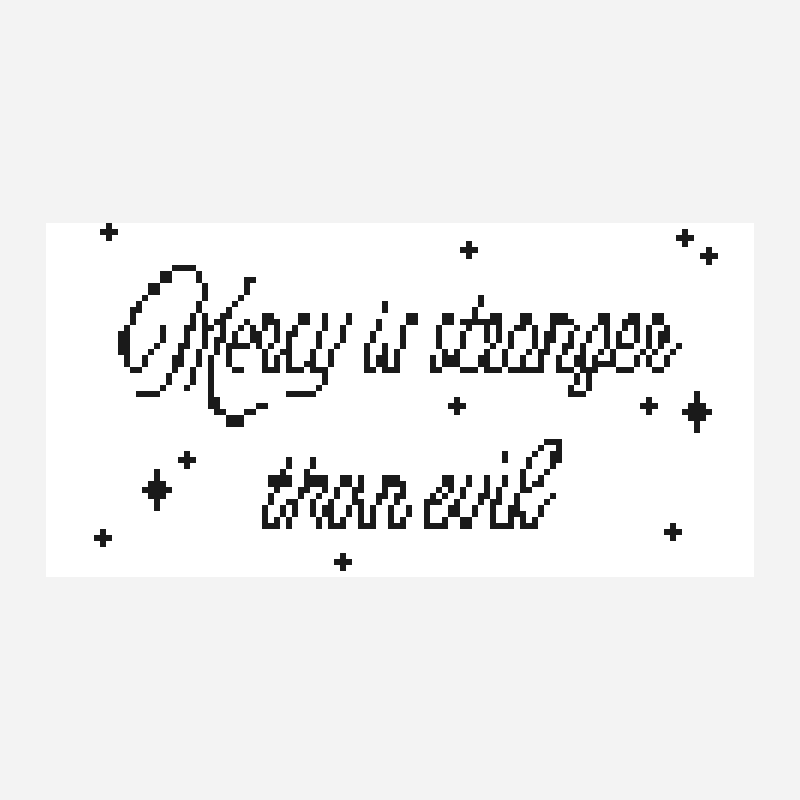 Mercy is stronger than evil knitting chart pattern, 118×59 grid