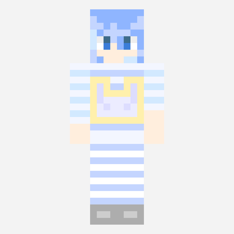 Blue characters minecraft skin pattern, 64×64 grid