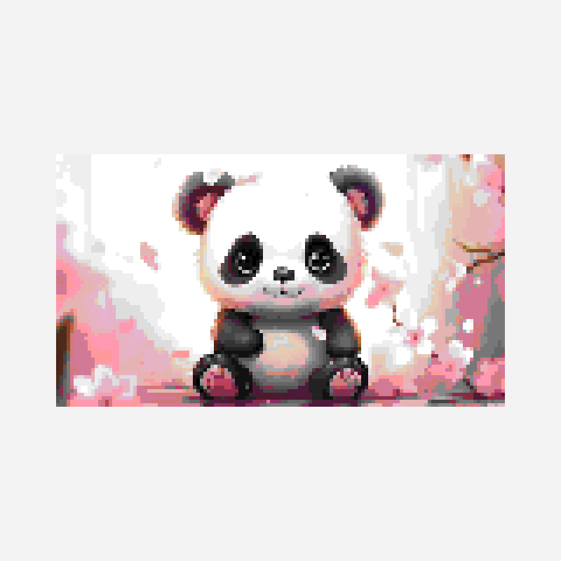 panda 🐼 pixel art pattern, 128×72 grid