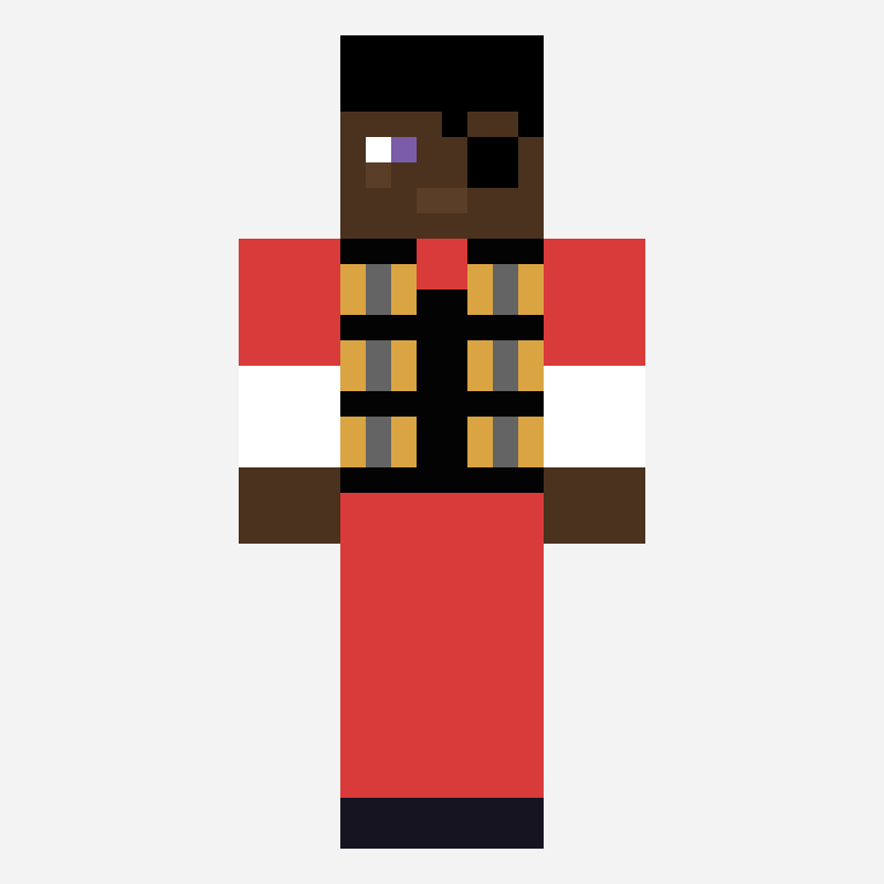 Demoman minecraft skin pattern, 64×64 grid