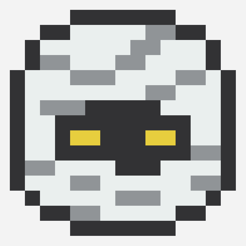 Mummy face perler bead pattern, 15×15 grid