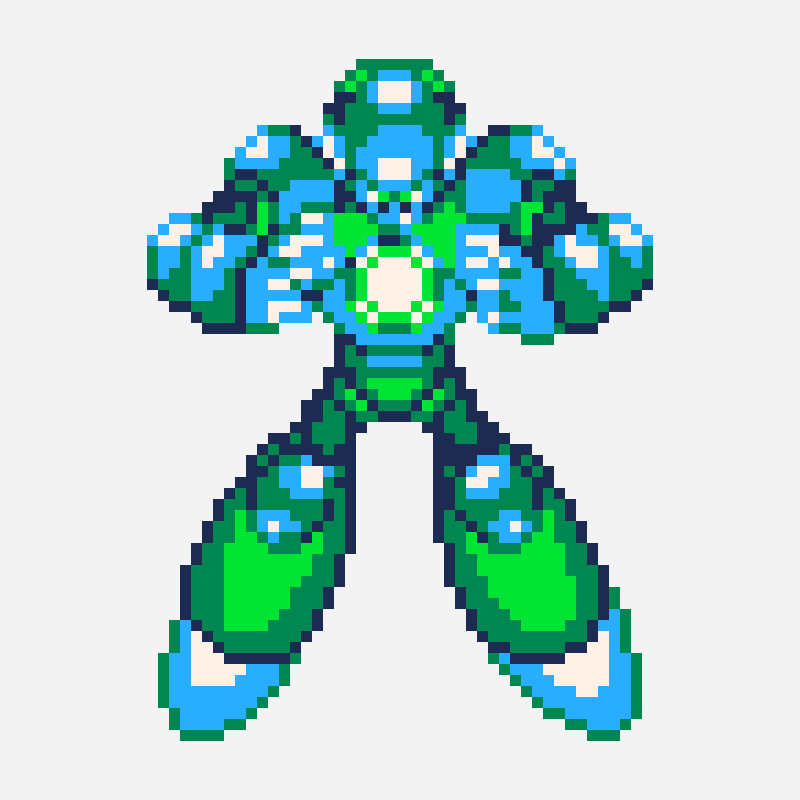 Crystal Man pixel art pattern, 64×64 grid