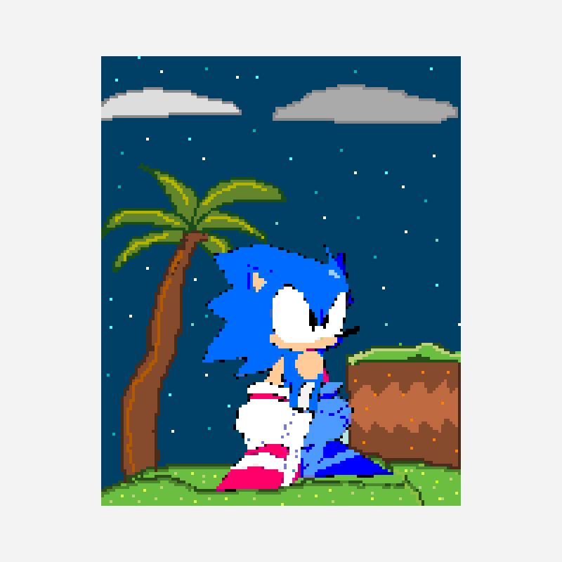 Sonic in Green Hills pixel art pattern