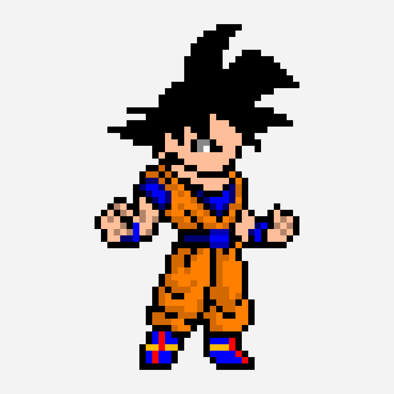 Goku Normal patrón de pixel art, cuadrícula 32×54