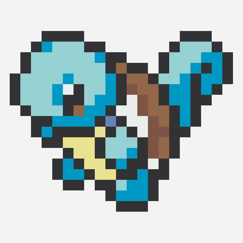 Squirtle perler bead pattern, 21×17 grid