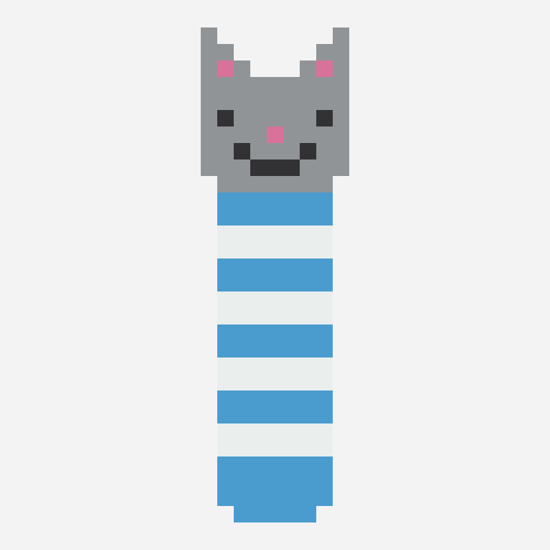 Cat bookmark pixel art pattern, 9×30 grid