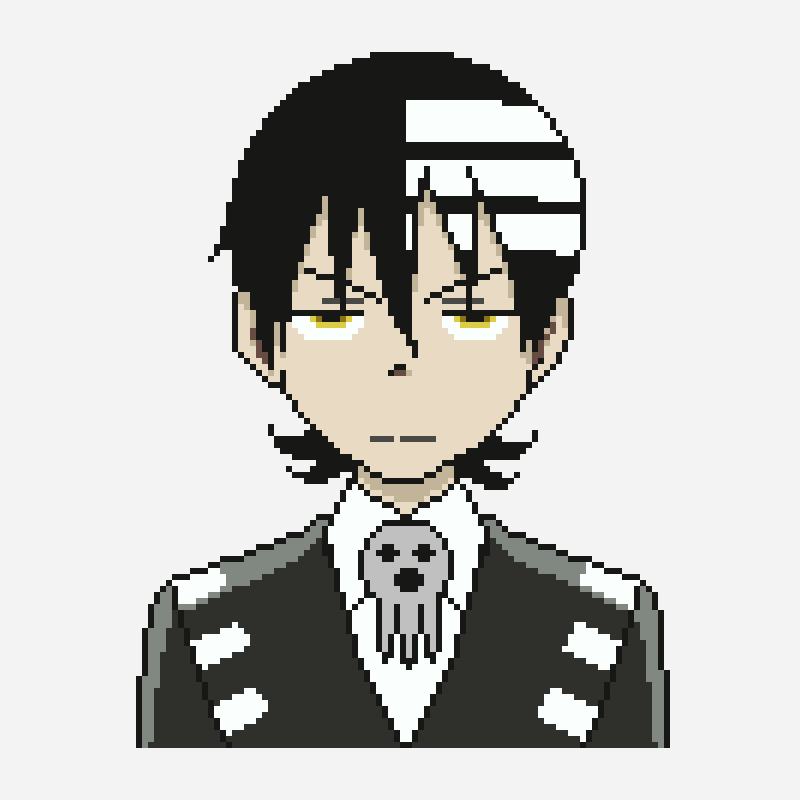 ⤻°˳⁺◌ Dead the Kid - Soul Eater patrón de hama bead, cuadrícula 116×116