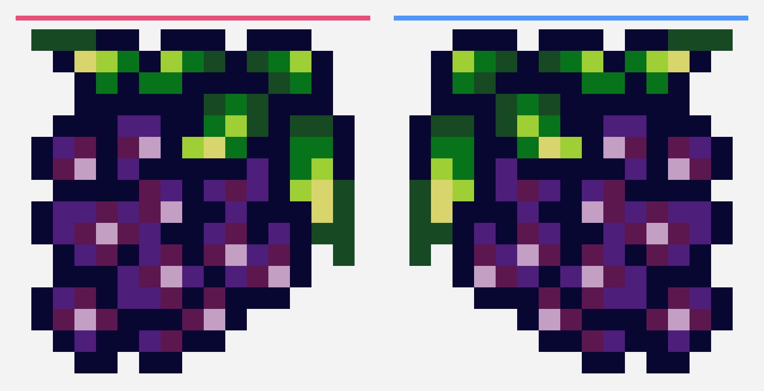 Grape Fall Crop - STARDEW VALLEY cross stitch pattern, 15×16 grid