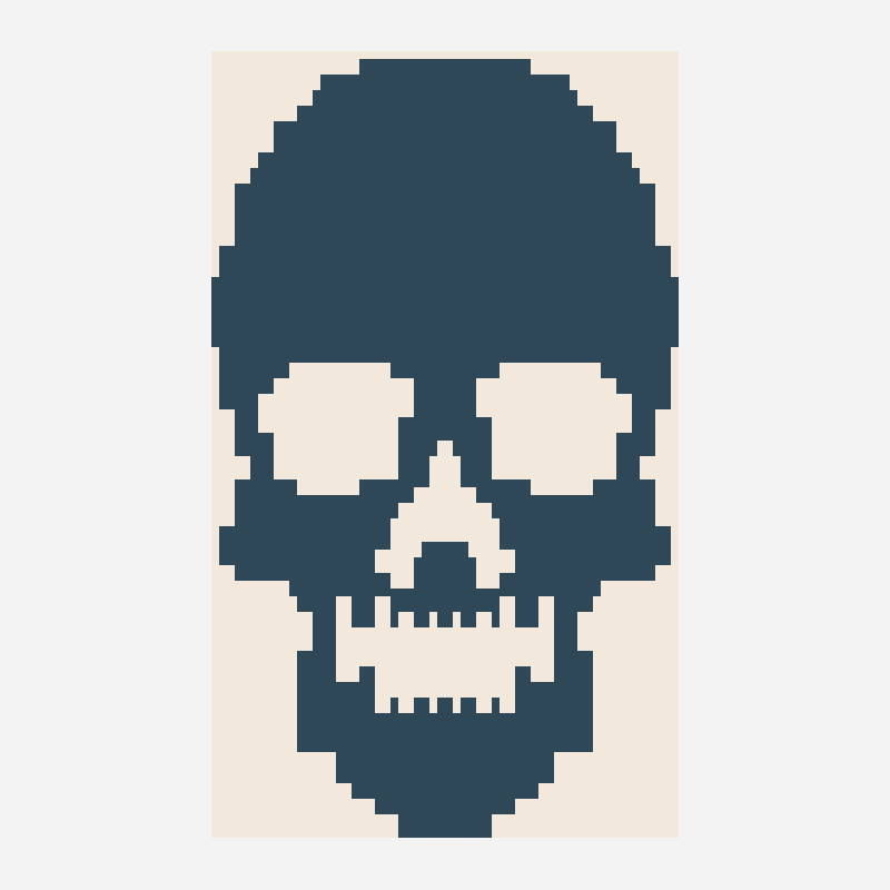 skull mosaic crochet pattern, 60×101 grid