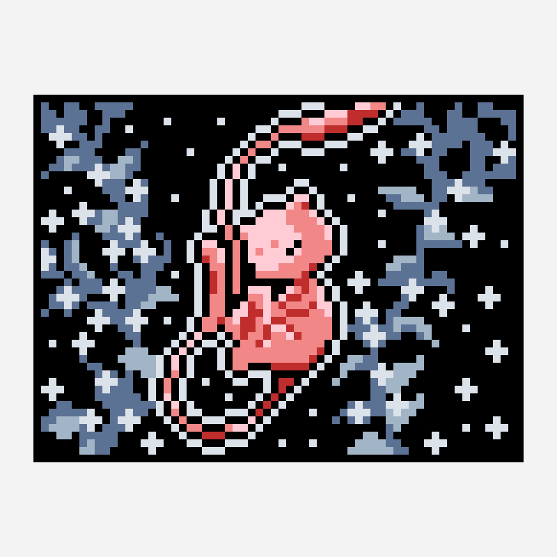 Mew V3 cross stitch pattern, 64×48 grid
