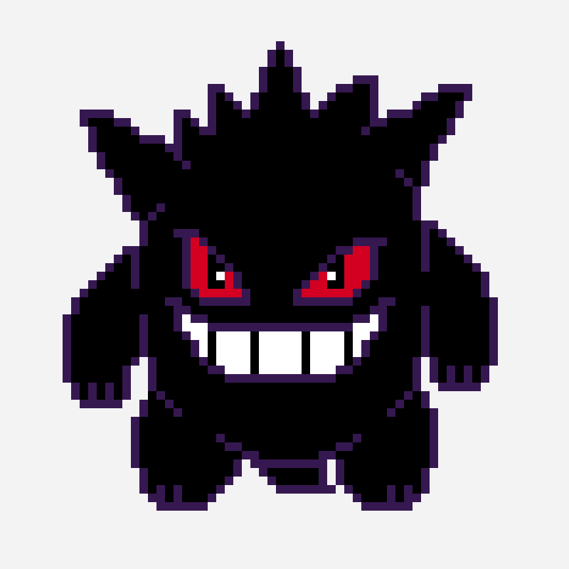 Gengar Black perler bead pattern, 58×59 grid
