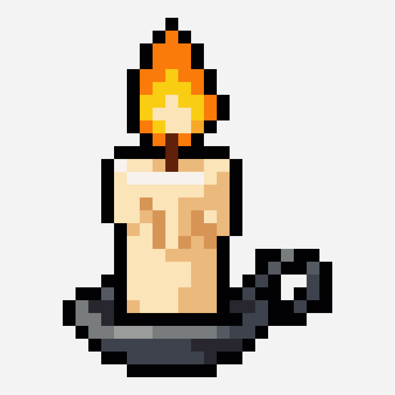Halloween candle pixel art pattern, 21×28 grid