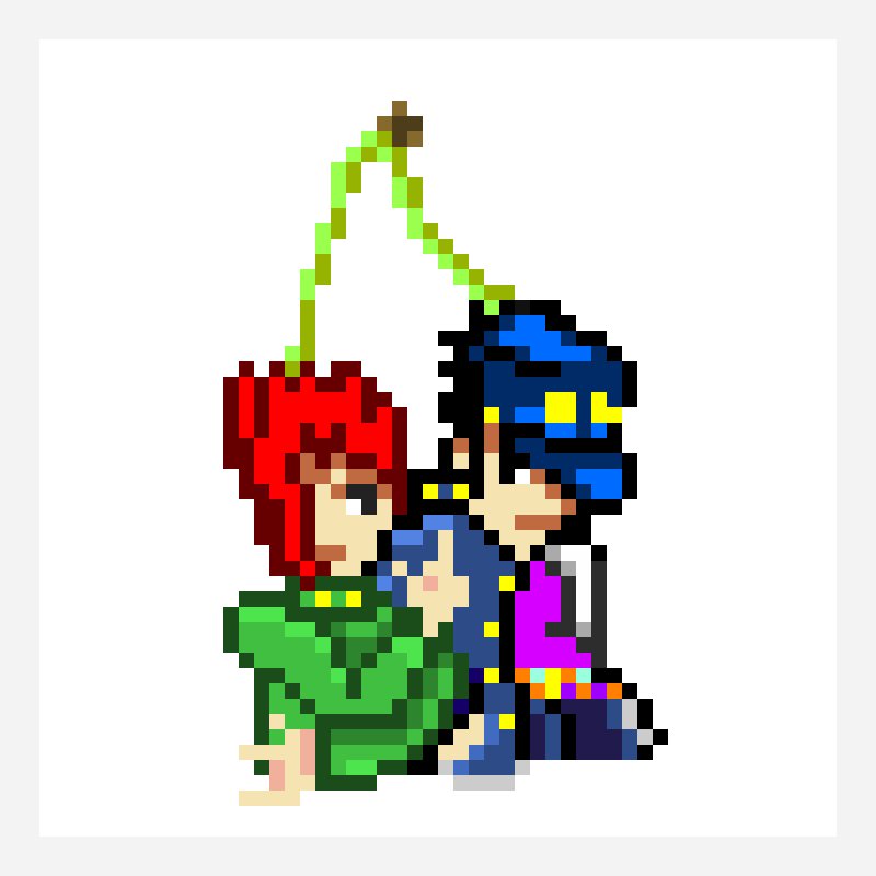 Kakyoin & Jotaro pixel art pattern, 52×52 grid