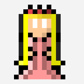 princess pixel art pattern, 16×16 grid