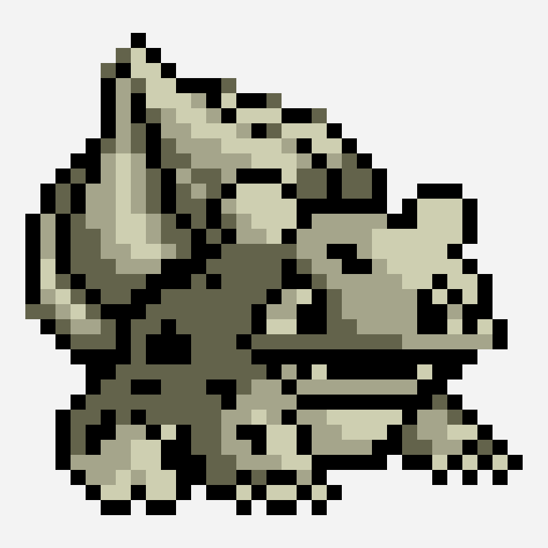 赤緑版フシギダネ（ゲームボーイ風） pixel art pattern, 38×40 grid