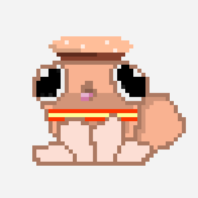 Pebble the Burger pixel art pattern, 45×36 grid