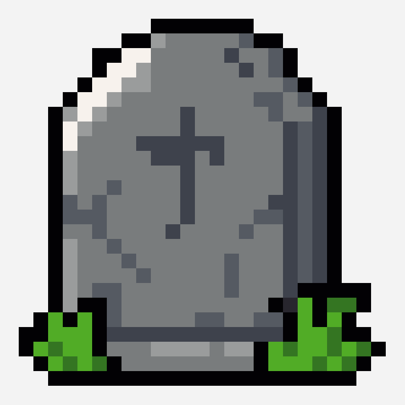 Halloween tombstone pixel art pattern, 25×25 grid