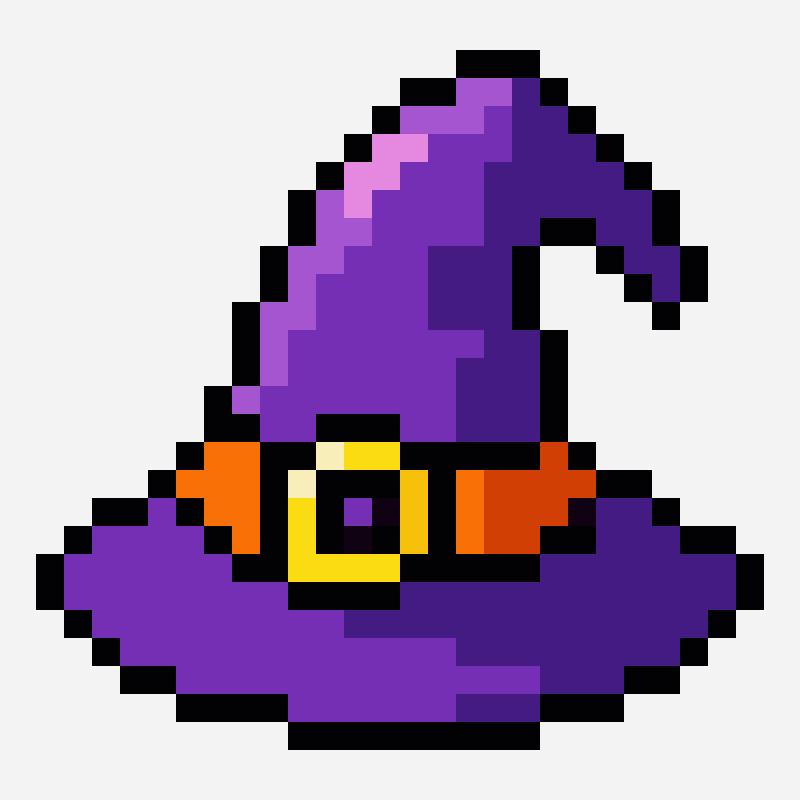Halloween witch hat pixel art pattern, 26×25 grid