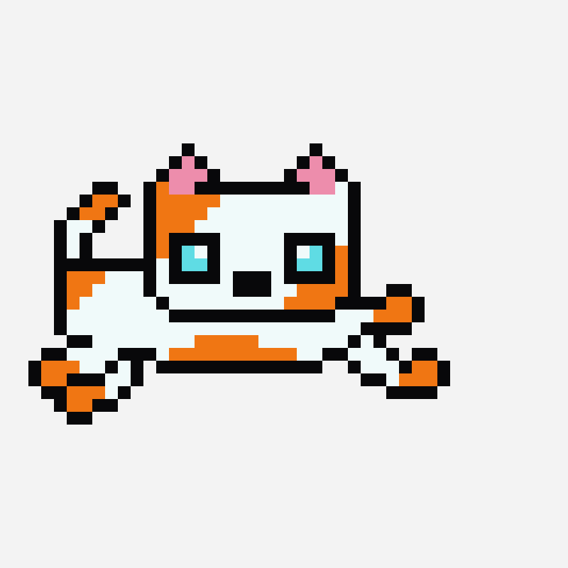 Sleepy Kitty minecraft block art pattern, 40×40 grid