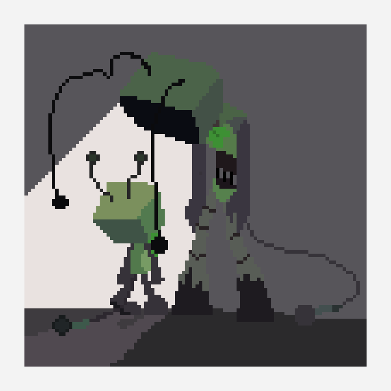 Face to face with the future. pixel art pattern, 100×100 grid