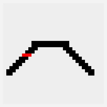 BJJ black belt bouncing up and down pixel art pattern, 32×32 grid