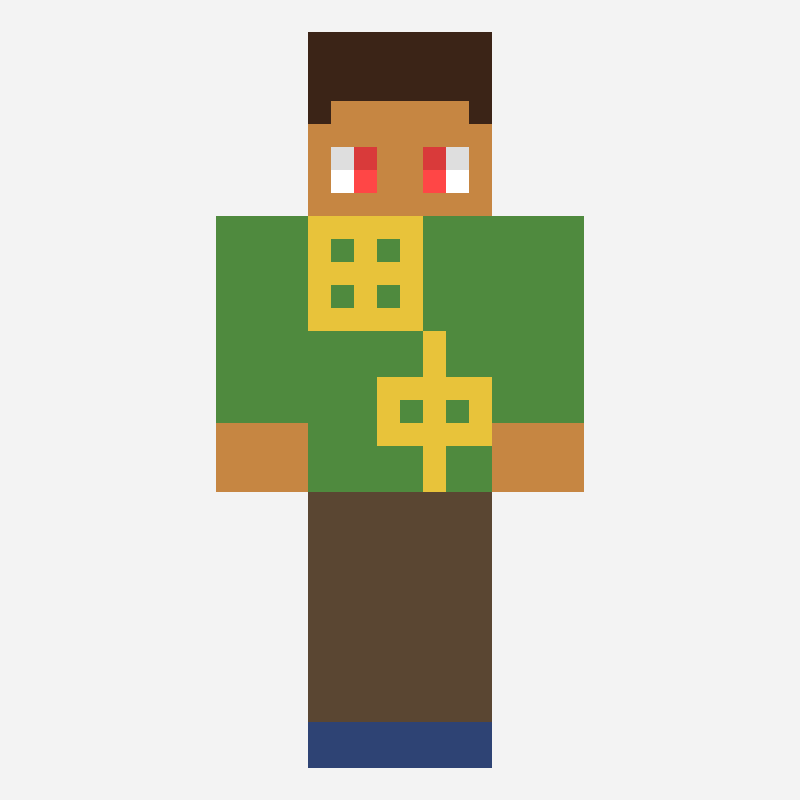 田中 minecraft skin pattern, 64×64 grid