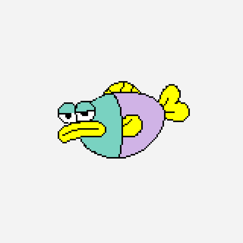 Fish pixel art pattern, 128×85 grid