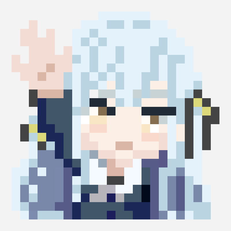 蓝发小女孩举手 pixel art pattern, 24×24 grid