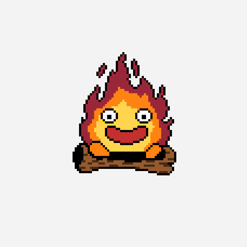 Punto de cruz de Calcifer cross stitch pattern, 73×98 grid