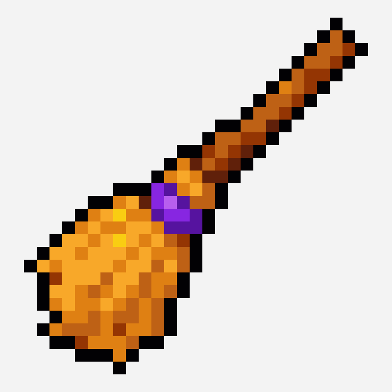 Halloween broomstick pixel art pattern, 27×28 grid