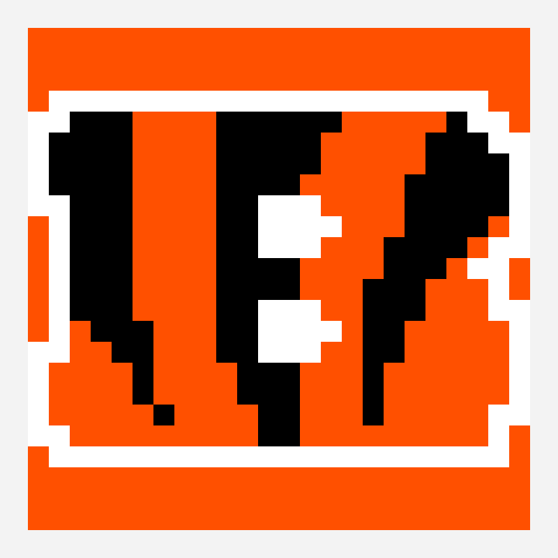 Cincinnati Bengals B Logo 像素画图案，24×24 格