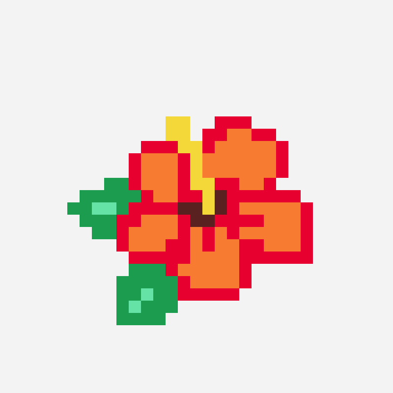 hibiscus flower perler bead pattern, 29×29 grid